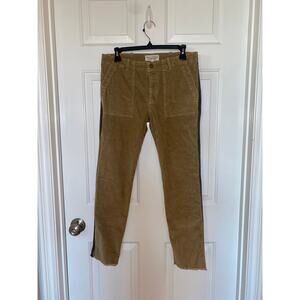 NILI LOTAN Jenna Pant Corduroy with Tape Stripe Raw Hem Crop Size 4